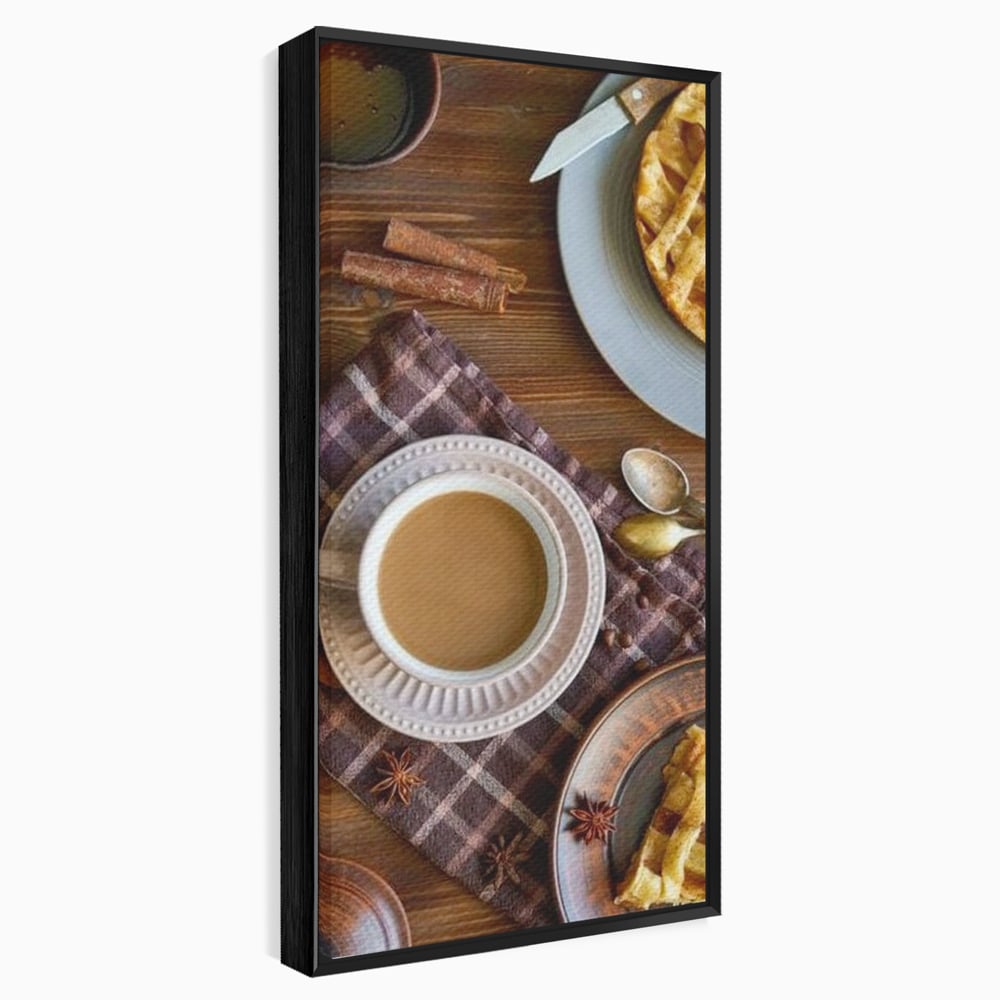 Tablou Canvas Premium, LuxCanva® N1088, Clipe Dulci, Cafea, Espresso, Desert, Placinta, Scortisoara, Rustic, Mic Dejun, Relaxare, Dimineata, Cafenea, Restaurant, Bucatarie