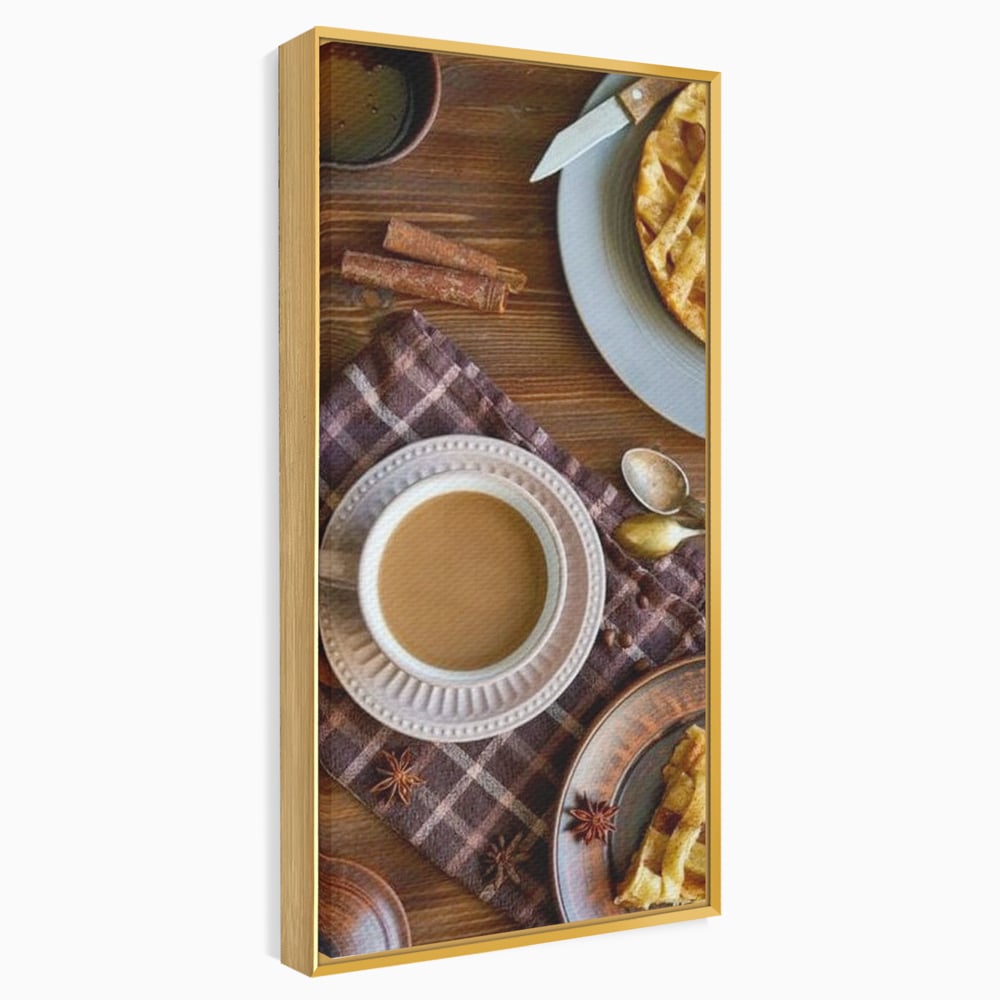 Tablou Canvas Premium, LuxCanva® N1088, Clipe Dulci, Cafea, Espresso, Desert, Placinta, Scortisoara, Rustic, Mic Dejun, Relaxare, Dimineata, Cafenea, Restaurant, Bucatarie