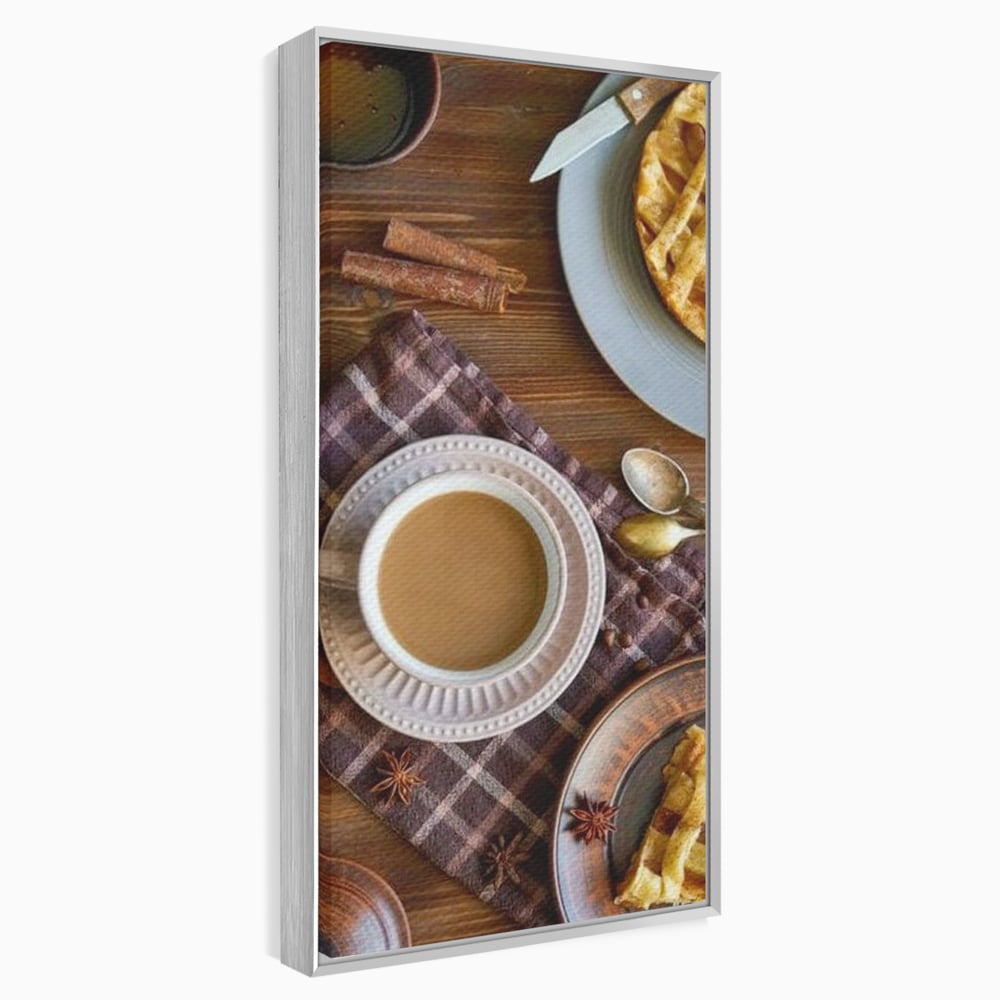 Tablou Canvas Premium, LuxCanva® N1088, Clipe Dulci, Cafea, Espresso, Desert, Placinta, Scortisoara, Rustic, Mic Dejun, Relaxare, Dimineata, Cafenea, Restaurant, Bucatarie