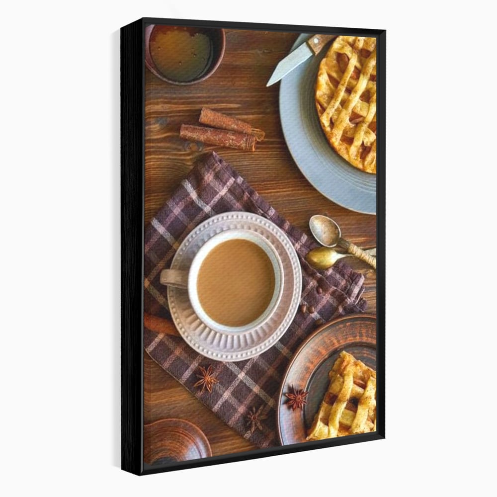 Tablou Canvas Premium, LuxCanva® N1088, Clipe Dulci, Cafea, Espresso, Desert, Placinta, Scortisoara, Rustic, Mic Dejun, Relaxare, Dimineata, Cafenea, Restaurant, Bucatarie
