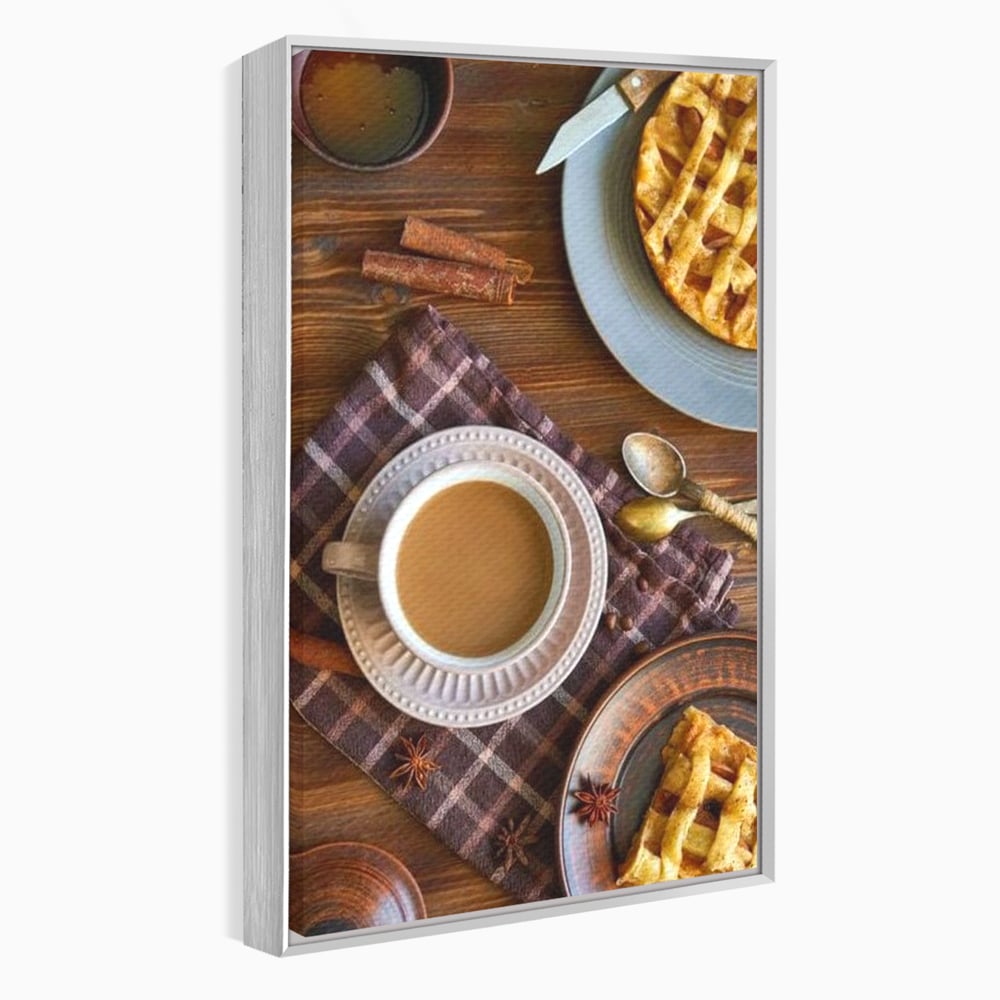 Tablou Canvas Premium, LuxCanva® N1088, Clipe Dulci, Cafea, Espresso, Desert, Placinta, Scortisoara, Rustic, Mic Dejun, Relaxare, Dimineata, Cafenea, Restaurant, Bucatarie