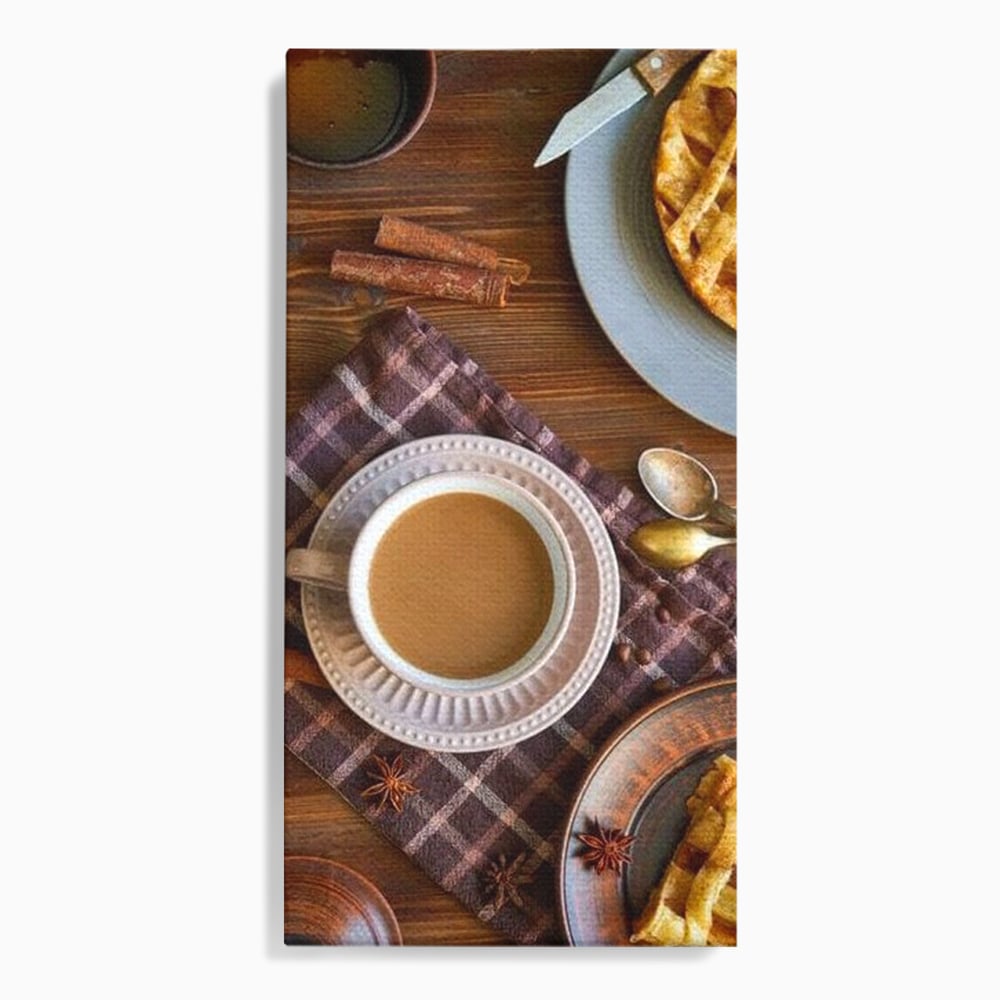 Tablou Canvas Premium, LuxCanva® N1088, Clipe Dulci, Cafea, Espresso, Desert, Placinta, Scortisoara, Rustic, Mic Dejun, Relaxare, Dimineata, Cafenea, Restaurant, Bucatarie
