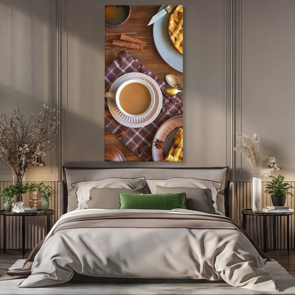 Tablou Canvas Premium, LuxCanva® N1088, Clipe Dulci, Cafea, Espresso, Desert, Placinta, Scortisoara, Rustic, Mic Dejun, Relaxare, Dimineata, Cafenea, Restaurant, Bucatarie
