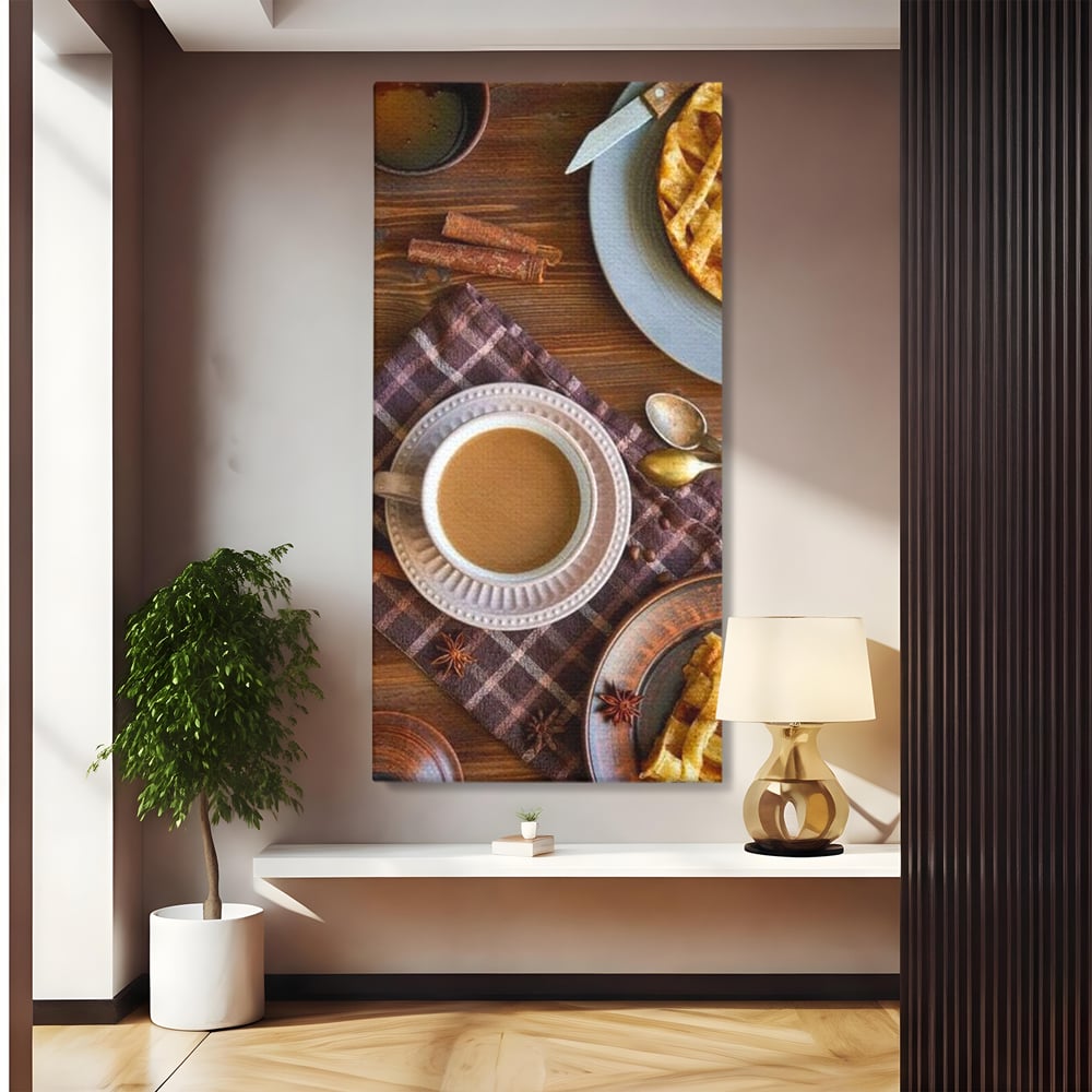 Tablou Canvas Premium, LuxCanva® N1088, Clipe Dulci, Cafea, Espresso, Desert, Placinta, Scortisoara, Rustic, Mic Dejun, Relaxare, Dimineata, Cafenea, Restaurant, Bucatarie