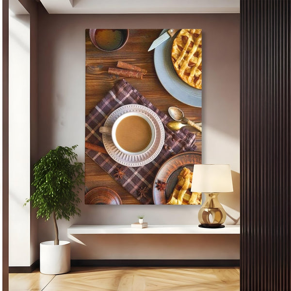Tablou Canvas Premium, LuxCanva® N1088, Clipe Dulci, Cafea, Espresso, Desert, Placinta, Scortisoara, Rustic, Mic Dejun, Relaxare, Dimineata, Cafenea, Restaurant, Bucatarie
