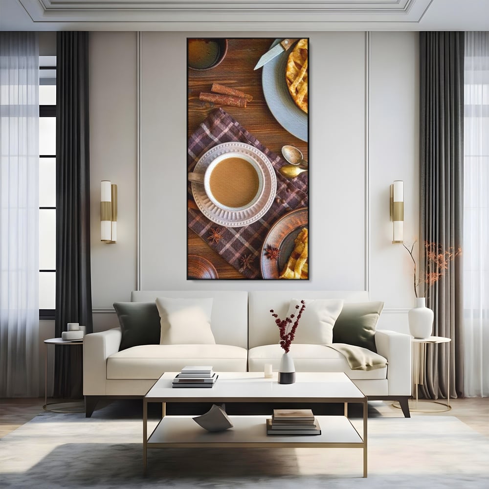 Tablou Canvas Premium, LuxCanva® N1088, Clipe Dulci, Cafea, Espresso, Desert, Placinta, Scortisoara, Rustic, Mic Dejun, Relaxare, Dimineata, Cafenea, Restaurant, Bucatarie
