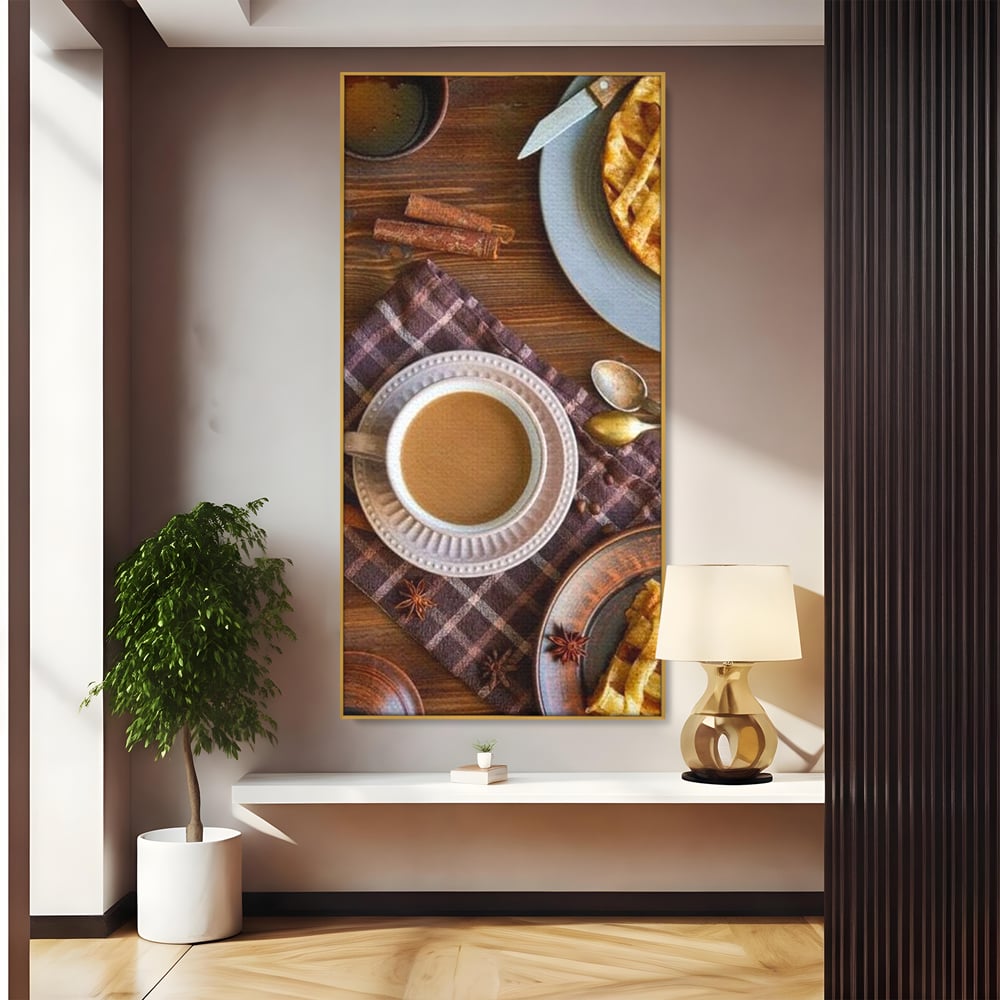 Tablou Canvas Premium, LuxCanva® N1088, Clipe Dulci, Cafea, Espresso, Desert, Placinta, Scortisoara, Rustic, Mic Dejun, Relaxare, Dimineata, Cafenea, Restaurant, Bucatarie