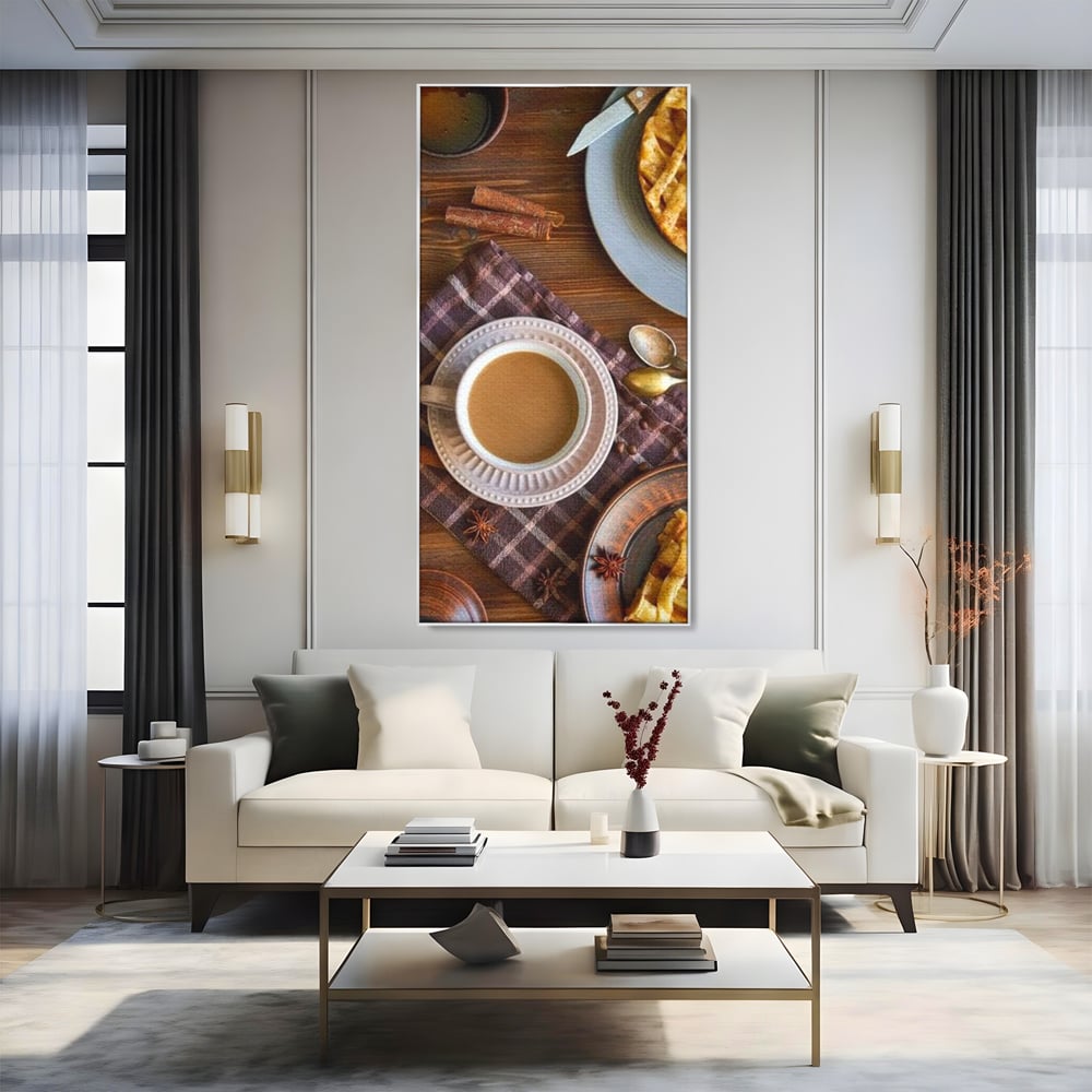 Tablou Canvas Premium, LuxCanva® N1088, Clipe Dulci, Cafea, Espresso, Desert, Placinta, Scortisoara, Rustic, Mic Dejun, Relaxare, Dimineata, Cafenea, Restaurant, Bucatarie