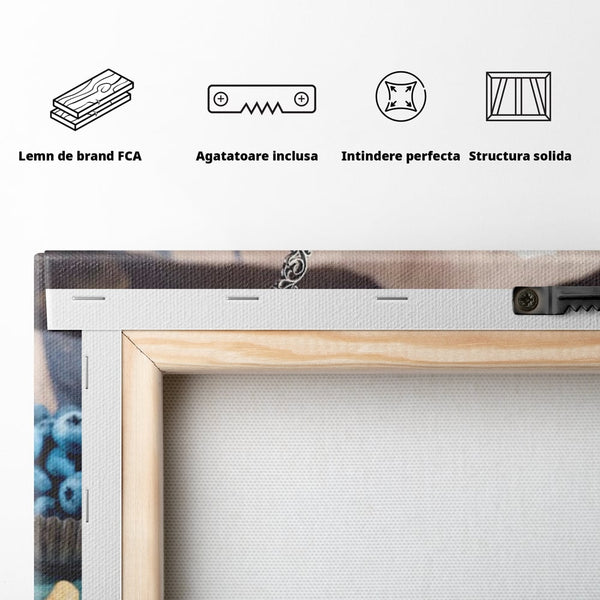 Leinwand Premium Canvas Wall Art, LuxCanva® N1089, Blue Harmony, Dessert, Heidelbeere, Blaubeere, Haselnuss, Erdnuss, Chia, süß, frisch, frisch, Genuss, gesund, Frühstück, Restaurant, Küche