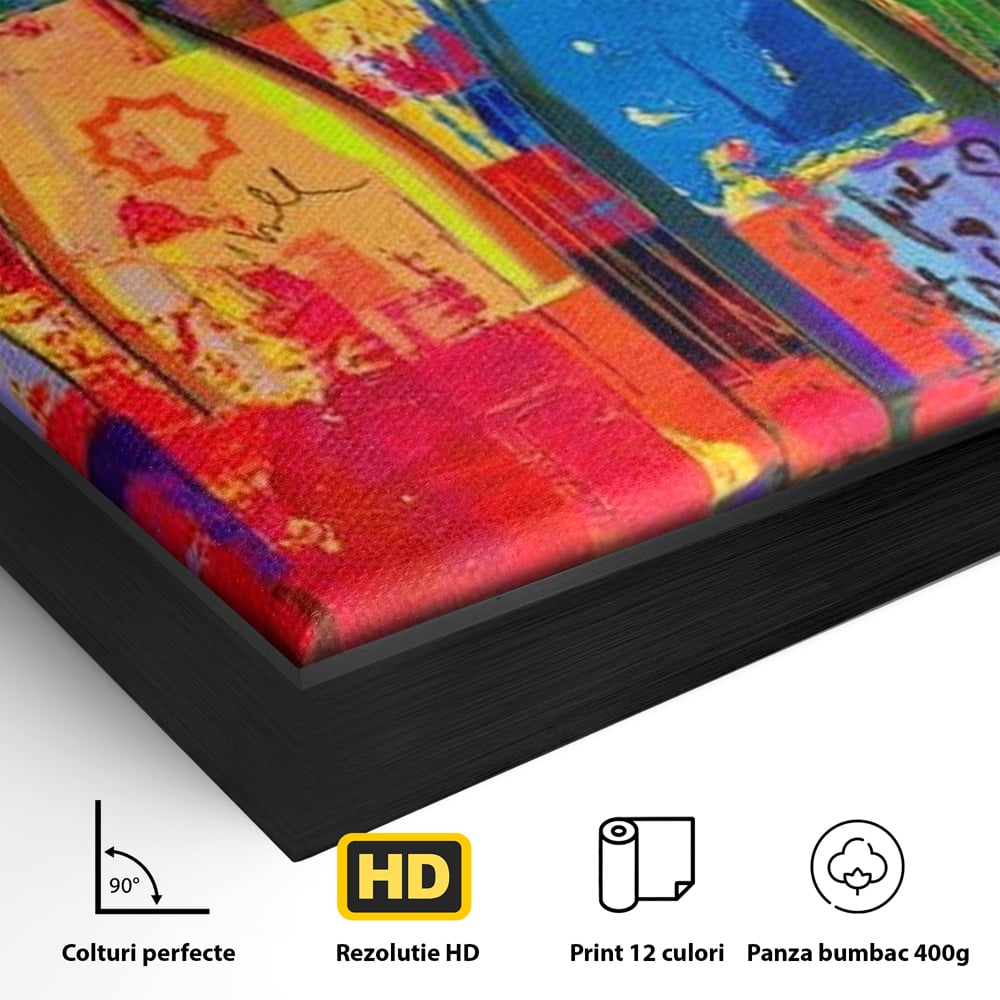 Leinwand Premium Canvas Wall Art, LuxCanva® N1090, Fermentierte Galerie, Flaschen, Wein, Graffiti, Getränk, Lebendige Farben, Abstrakt, Modern, Pop Art, Pub, Bar, Lounge, Restaurant, Küche