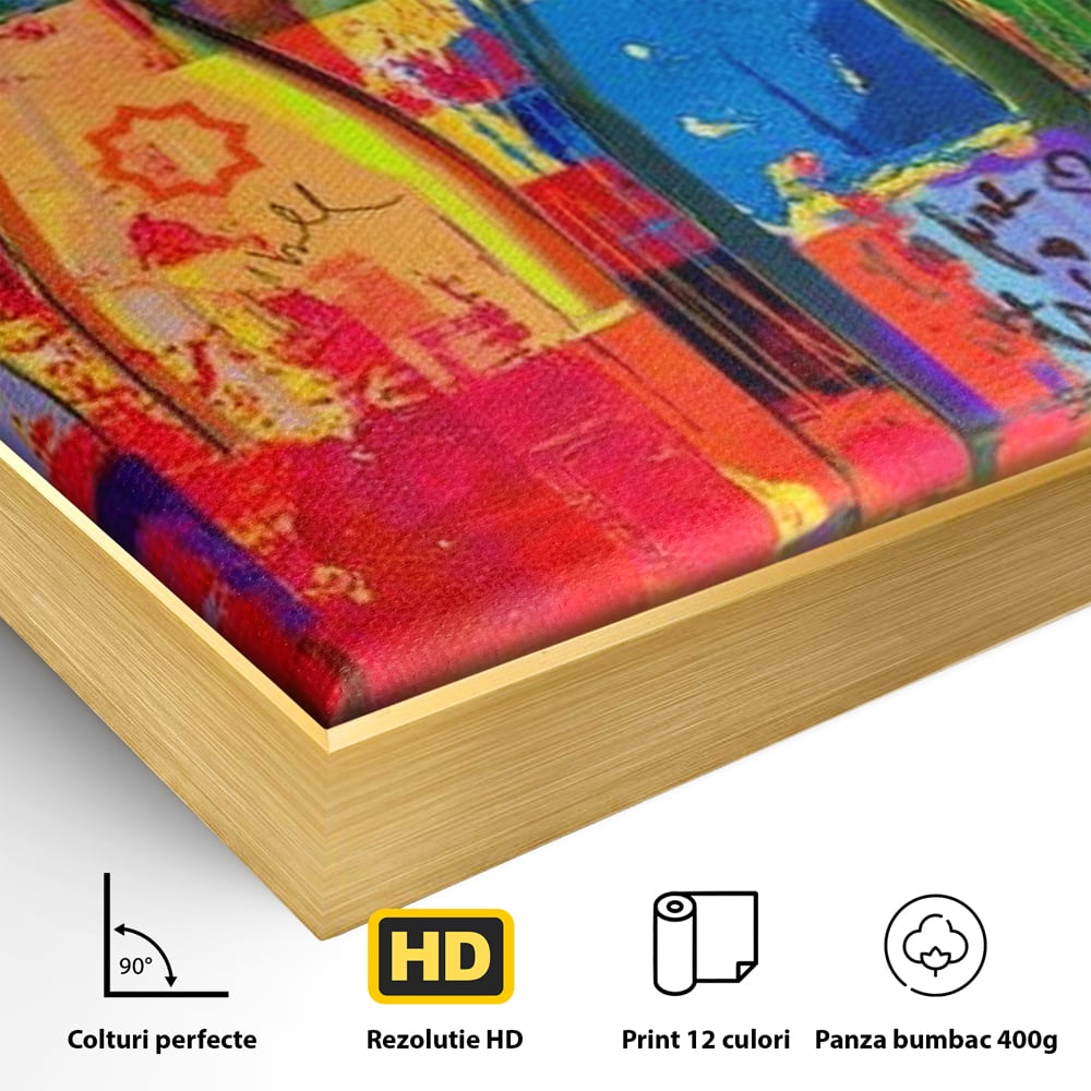 Leinwand Premium Canvas Wall Art, LuxCanva® N1090, Fermentierte Galerie, Flaschen, Wein, Graffiti, Getränk, Lebendige Farben, Abstrakt, Modern, Pop Art, Pub, Bar, Lounge, Restaurant, Küche