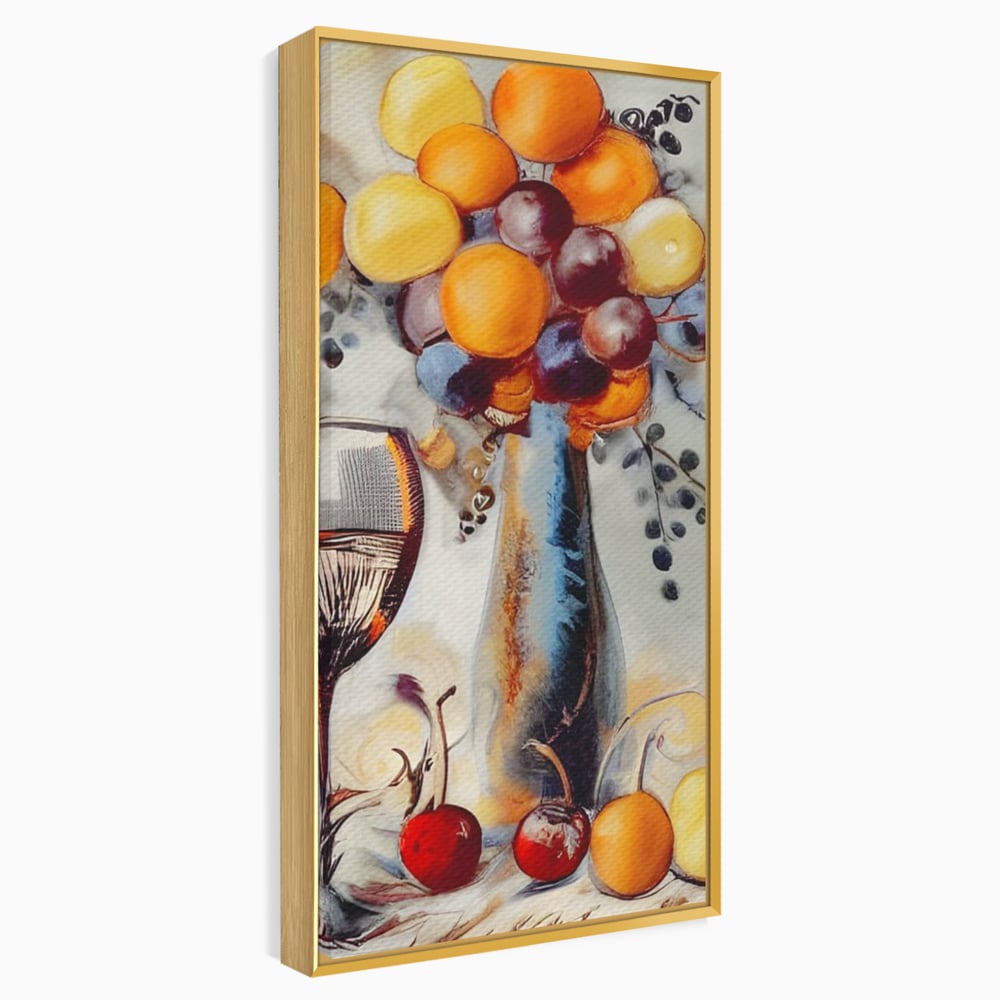 Leinwand Premium Canvas Wandkunst, LuxCanva® N1091, Reiche Ernte, Glas, Wein, Obst, Abstrakte Kunst, Natürlich, Herbst, Saison, Freizeit, Kneipe, Bar, Lounge, Restaurant, Küche