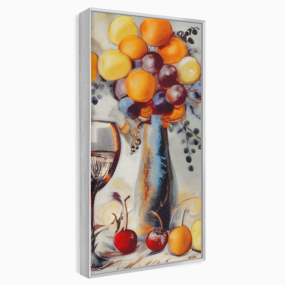 Leinwand Premium Canvas Wandkunst, LuxCanva® N1091, Reiche Ernte, Glas, Wein, Obst, Abstrakte Kunst, Natürlich, Herbst, Saison, Freizeit, Kneipe, Bar, Lounge, Restaurant, Küche
