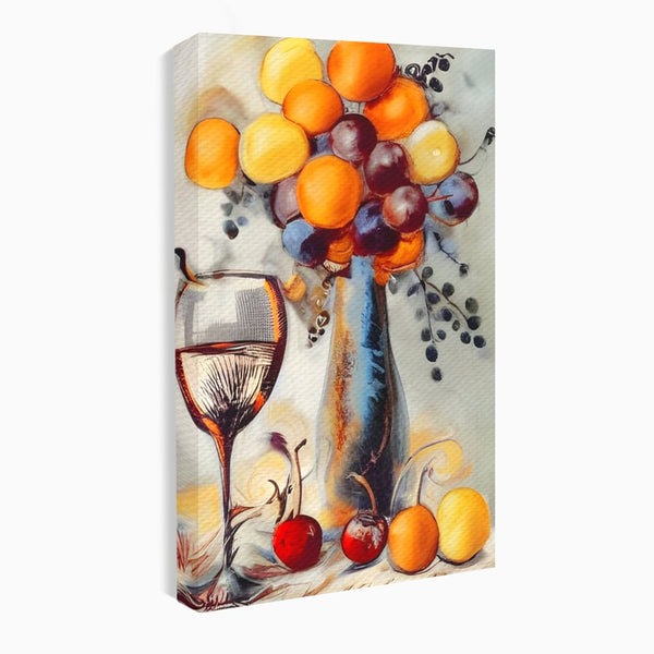Leinwand Premium Canvas Wandkunst, LuxCanva® N1091, Reiche Ernte, Glas, Wein, Obst, Abstrakte Kunst, Natürlich, Herbst, Saison, Freizeit, Kneipe, Bar, Lounge, Restaurant, Küche