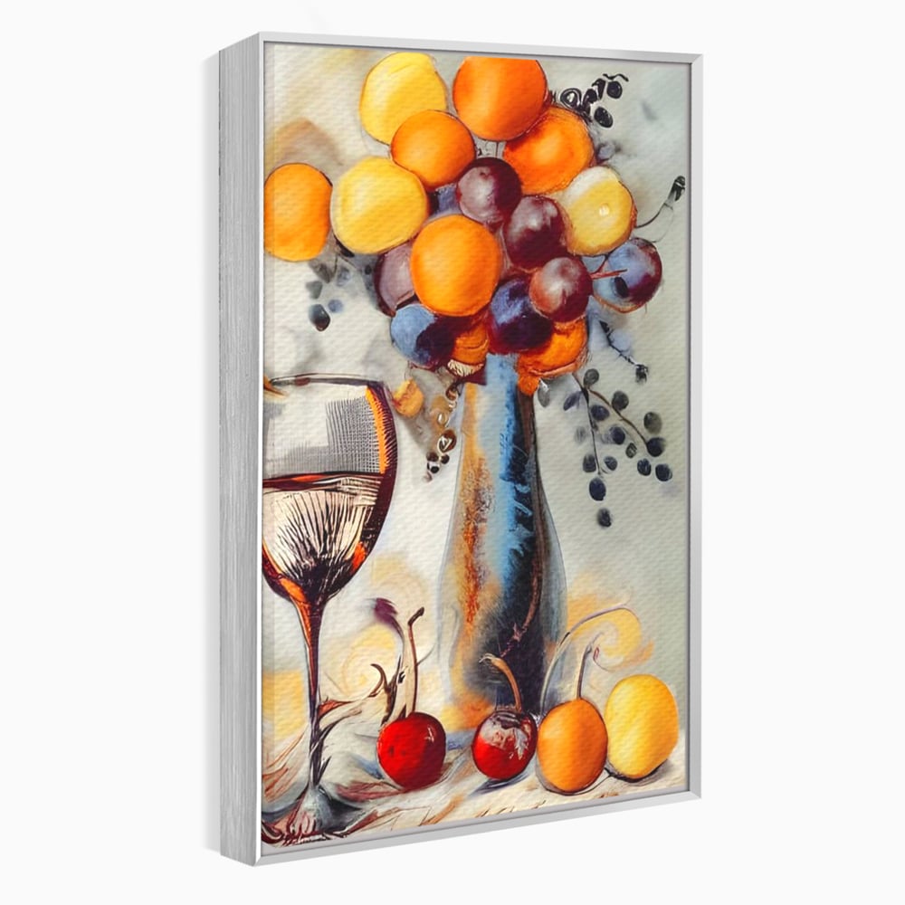 Leinwand Premium Canvas Wandkunst, LuxCanva® N1091, Reiche Ernte, Glas, Wein, Obst, Abstrakte Kunst, Natürlich, Herbst, Saison, Freizeit, Kneipe, Bar, Lounge, Restaurant, Küche