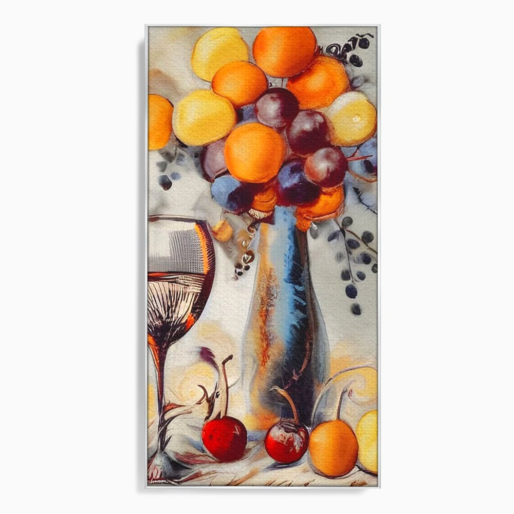 Leinwand Premium Canvas Wandkunst, LuxCanva® N1091, Reiche Ernte, Glas, Wein, Obst, Abstrakte Kunst, Natürlich, Herbst, Saison, Freizeit, Kneipe, Bar, Lounge, Restaurant, Küche
