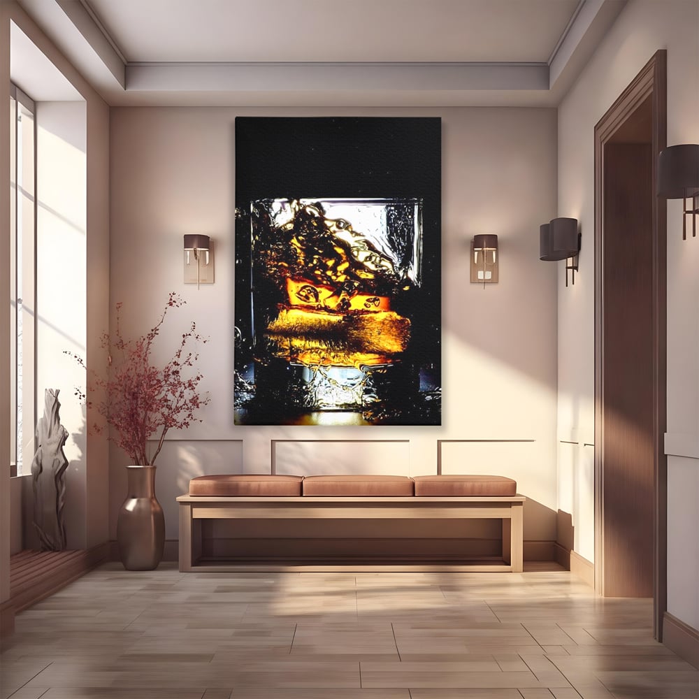 Leinwand Premium Canvas Wall Art, LuxCanva® N1092, Taste of the Moment, Whisky, Getränk, Schluck, Glas, erfrischend, intensiv, Luxus, elegant, anspruchsvoll, Pub, Bar, Lounge, Restaurant, Küche