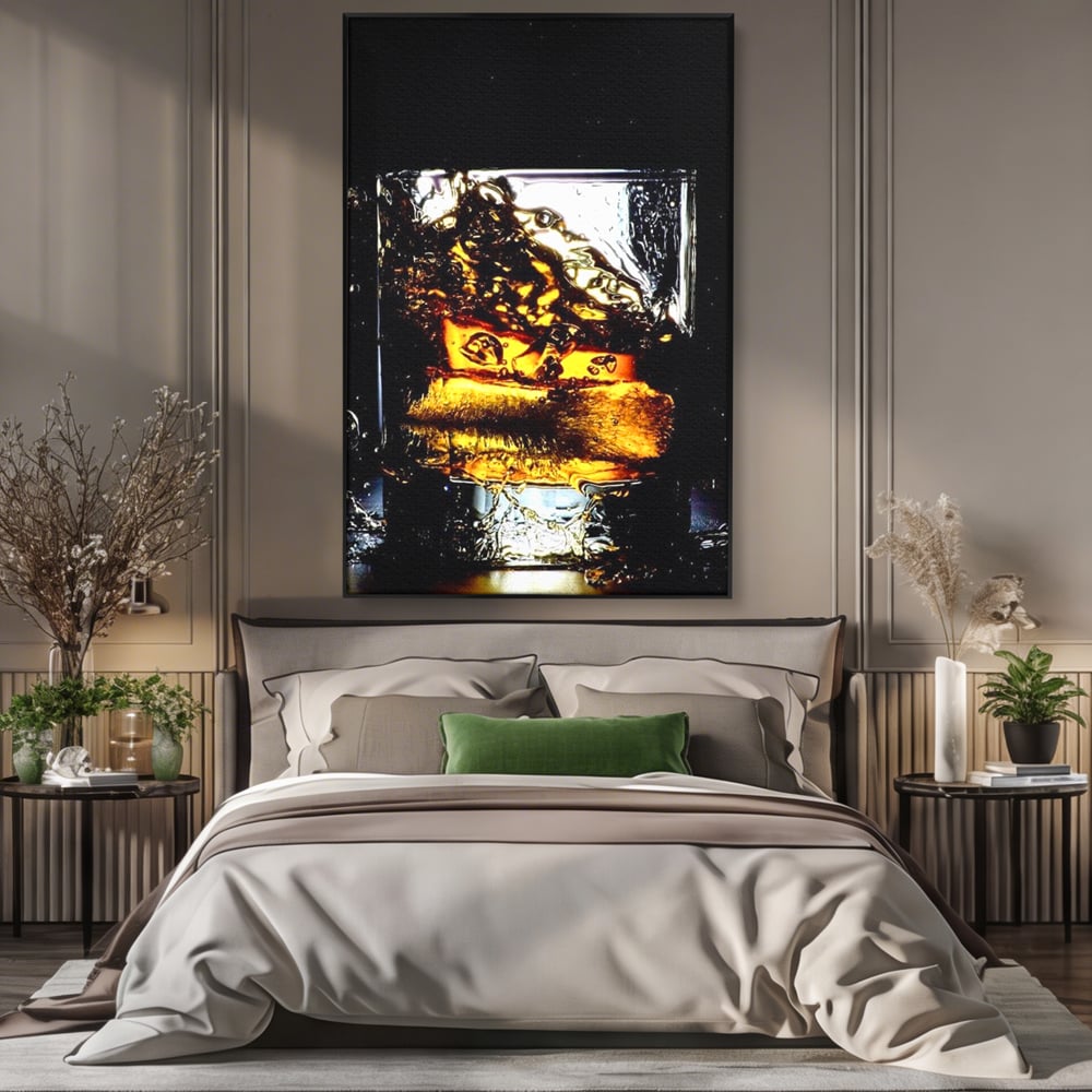 Leinwand Premium Canvas Wall Art, LuxCanva® N1092, Taste of the Moment, Whisky, Getränk, Schluck, Glas, erfrischend, intensiv, Luxus, elegant, anspruchsvoll, Pub, Bar, Lounge, Restaurant, Küche