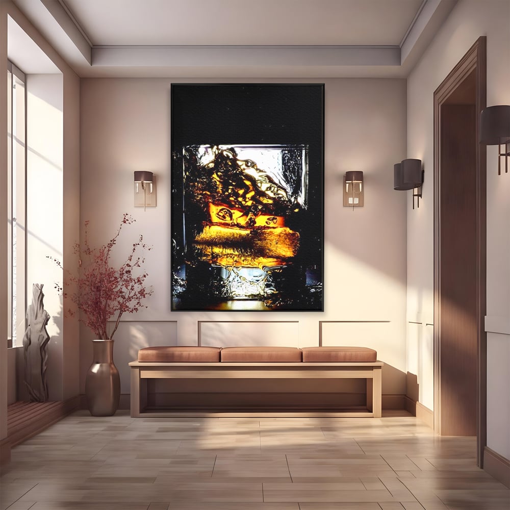 Leinwand Premium Canvas Wall Art, LuxCanva® N1092, Taste of the Moment, Whisky, Getränk, Schluck, Glas, erfrischend, intensiv, Luxus, elegant, anspruchsvoll, Pub, Bar, Lounge, Restaurant, Küche