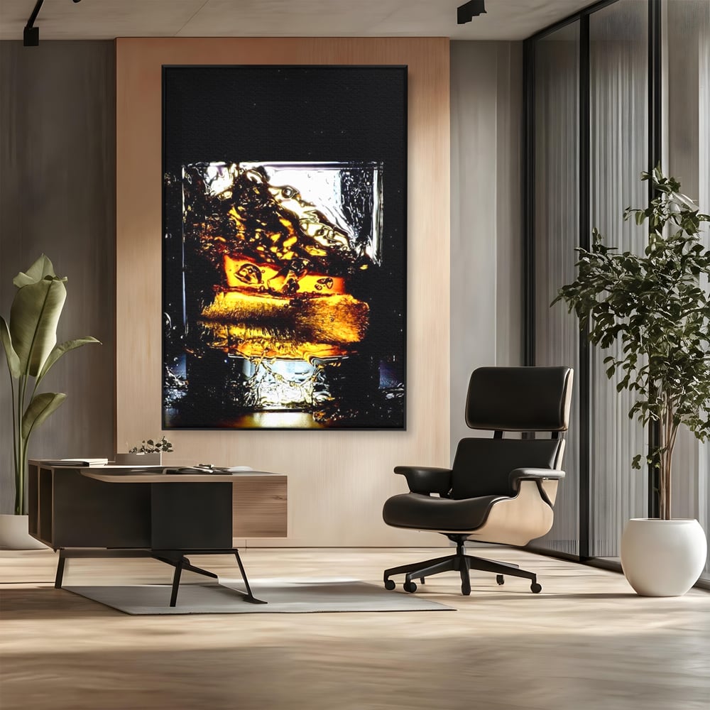 Leinwand Premium Canvas Wall Art, LuxCanva® N1092, Taste of the Moment, Whisky, Getränk, Schluck, Glas, erfrischend, intensiv, Luxus, elegant, anspruchsvoll, Pub, Bar, Lounge, Restaurant, Küche