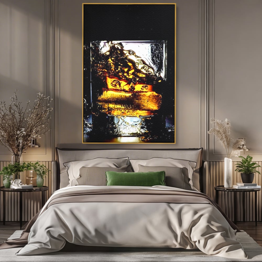 Leinwand Premium Canvas Wall Art, LuxCanva® N1092, Taste of the Moment, Whisky, Getränk, Schluck, Glas, erfrischend, intensiv, Luxus, elegant, anspruchsvoll, Pub, Bar, Lounge, Restaurant, Küche