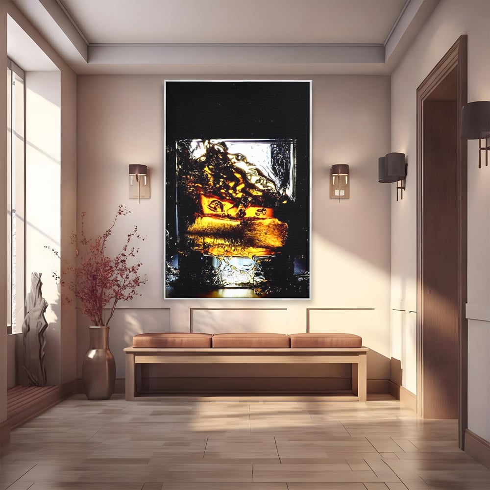 Leinwand Premium Canvas Wall Art, LuxCanva® N1092, Taste of the Moment, Whisky, Getränk, Schluck, Glas, erfrischend, intensiv, Luxus, elegant, anspruchsvoll, Pub, Bar, Lounge, Restaurant, Küche