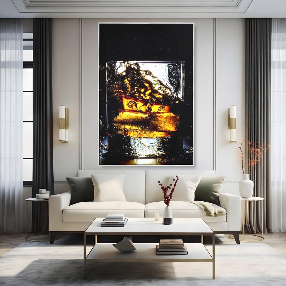 Leinwand Premium Canvas Wall Art, LuxCanva® N1092, Taste of the Moment, Whisky, Getränk, Schluck, Glas, erfrischend, intensiv, Luxus, elegant, anspruchsvoll, Pub, Bar, Lounge, Restaurant, Küche