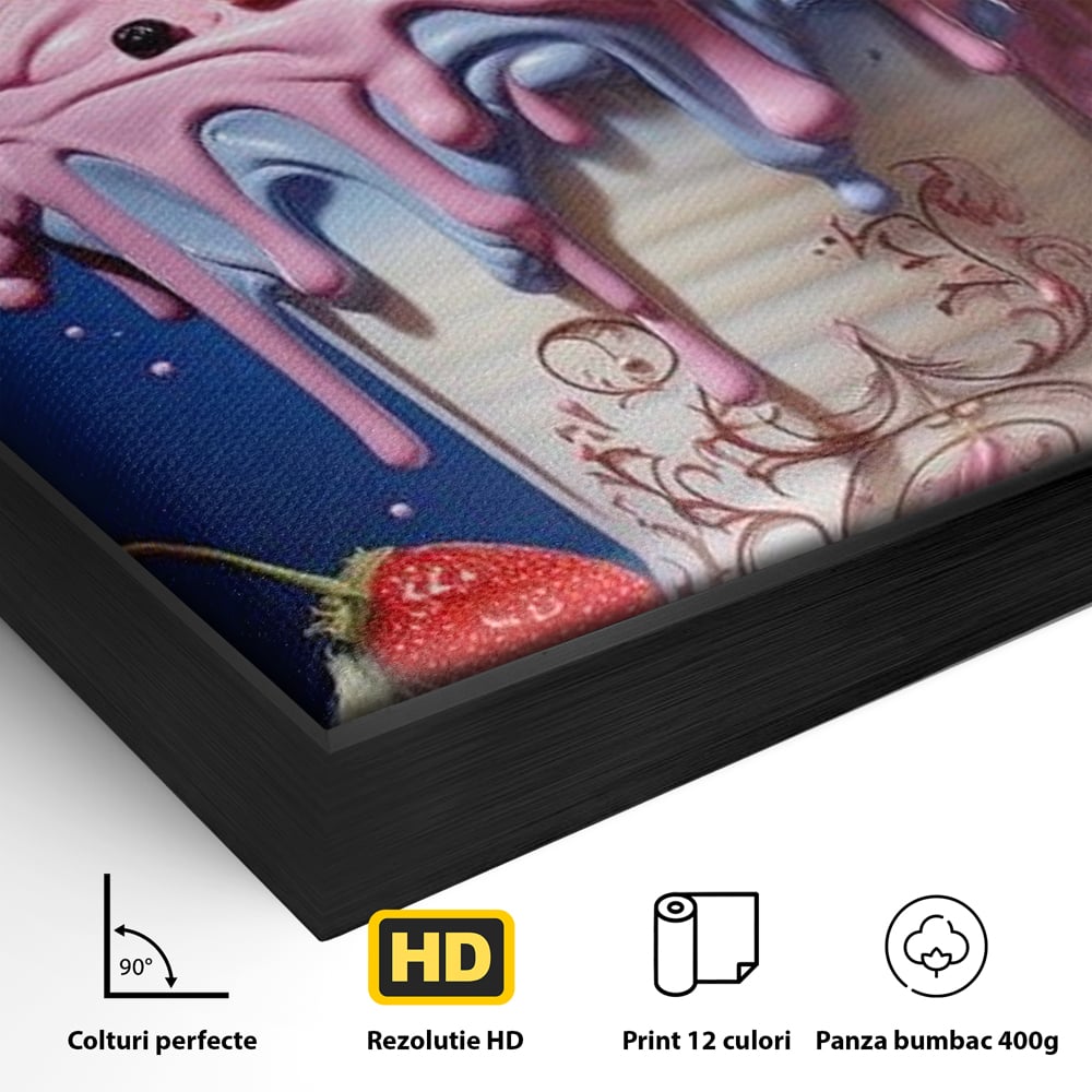Leinwand Premium Canvas Wall Art, LuxCanva® N1095, Sweet Fancy, Eiscreme, Schlagsahne, Schlagsahne, süß, Dessert, Erdbeeren, Rosen, Marshmallows, Kuchen, Eiscreme, ausgefallen, Konditorei, Restaurant, Küche