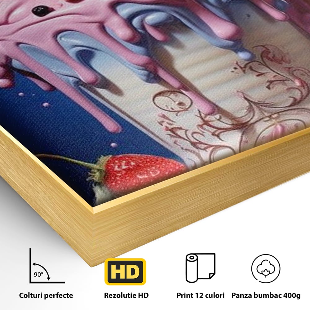 Leinwand Premium Canvas Wall Art, LuxCanva® N1095, Sweet Fancy, Eiscreme, Schlagsahne, Schlagsahne, süß, Dessert, Erdbeeren, Rosen, Marshmallows, Kuchen, Eiscreme, ausgefallen, Konditorei, Restaurant, Küche