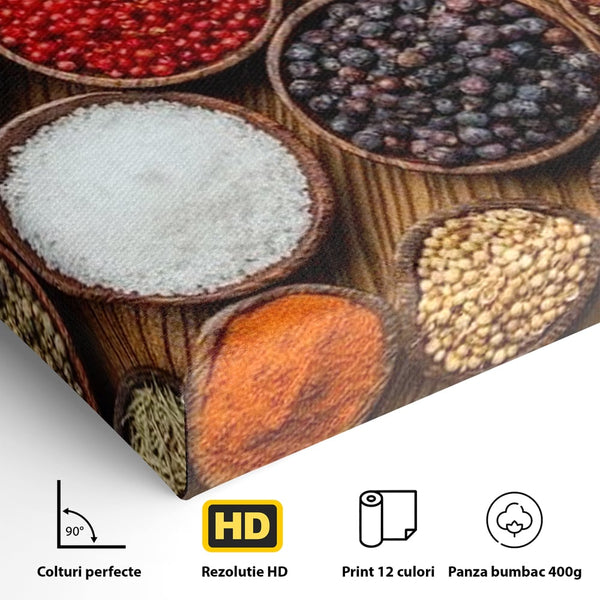 Leinwand Premium Canvas Wall Art, LuxCanva® N1098, World Cuisine, Gewürze, Gewürze, Geschmack, Orientalisch, Zutaten, Rezepte, Rezepte Rezepte, Traditionell, Vielfalt, Restaurant, Küche