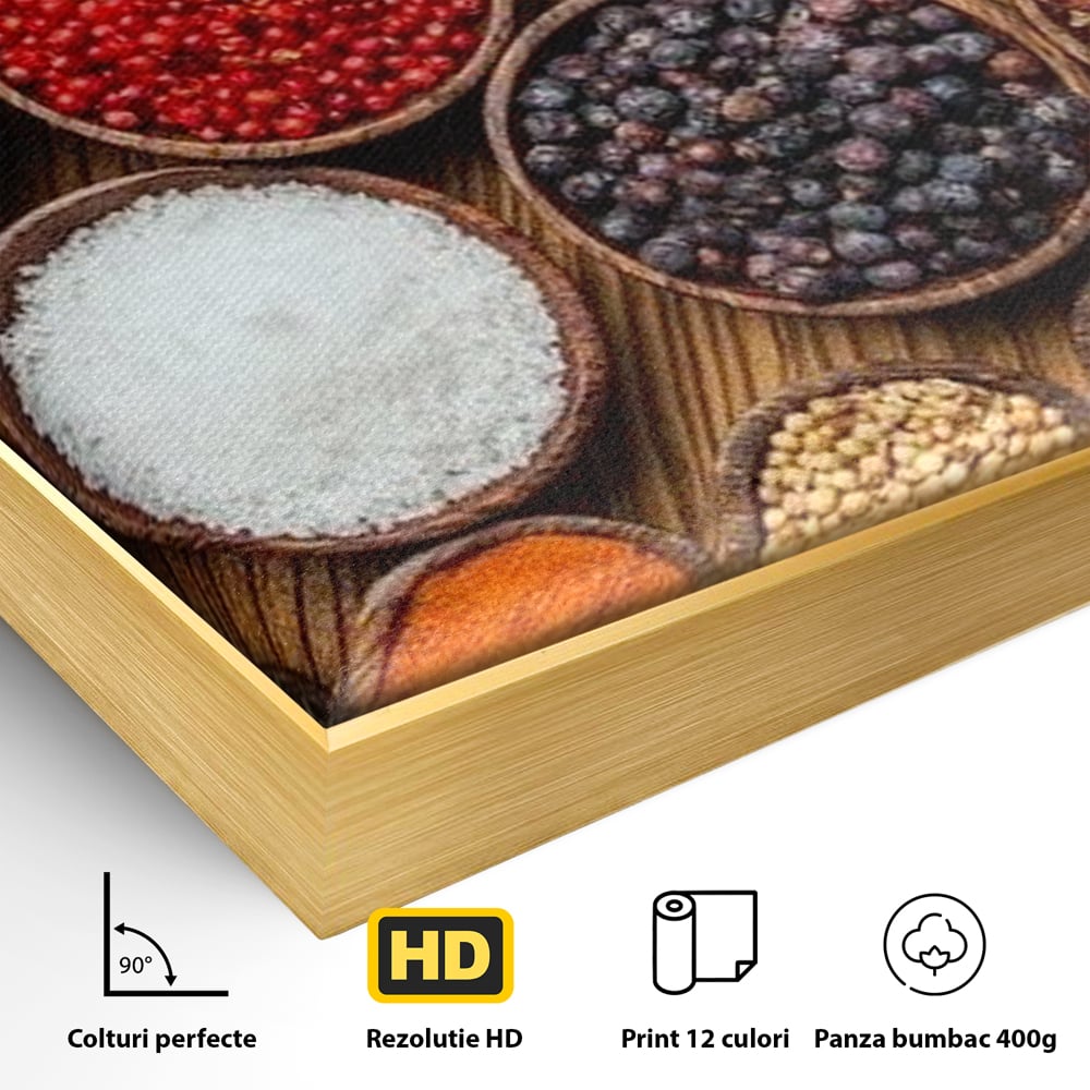 Leinwand Premium Canvas Wall Art, LuxCanva® N1098, World Cuisine, Gewürze, Gewürze, Geschmack, Orientalisch, Zutaten, Rezepte, Rezepte Rezepte, Traditionell, Vielfalt, Restaurant, Küche