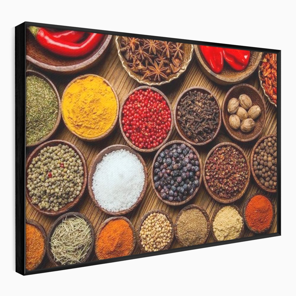 Leinwand Premium Canvas Wall Art, LuxCanva® N1098, World Cuisine, Gewürze, Gewürze, Geschmack, Orientalisch, Zutaten, Rezepte, Rezepte Rezepte, Traditionell, Vielfalt, Restaurant, Küche
