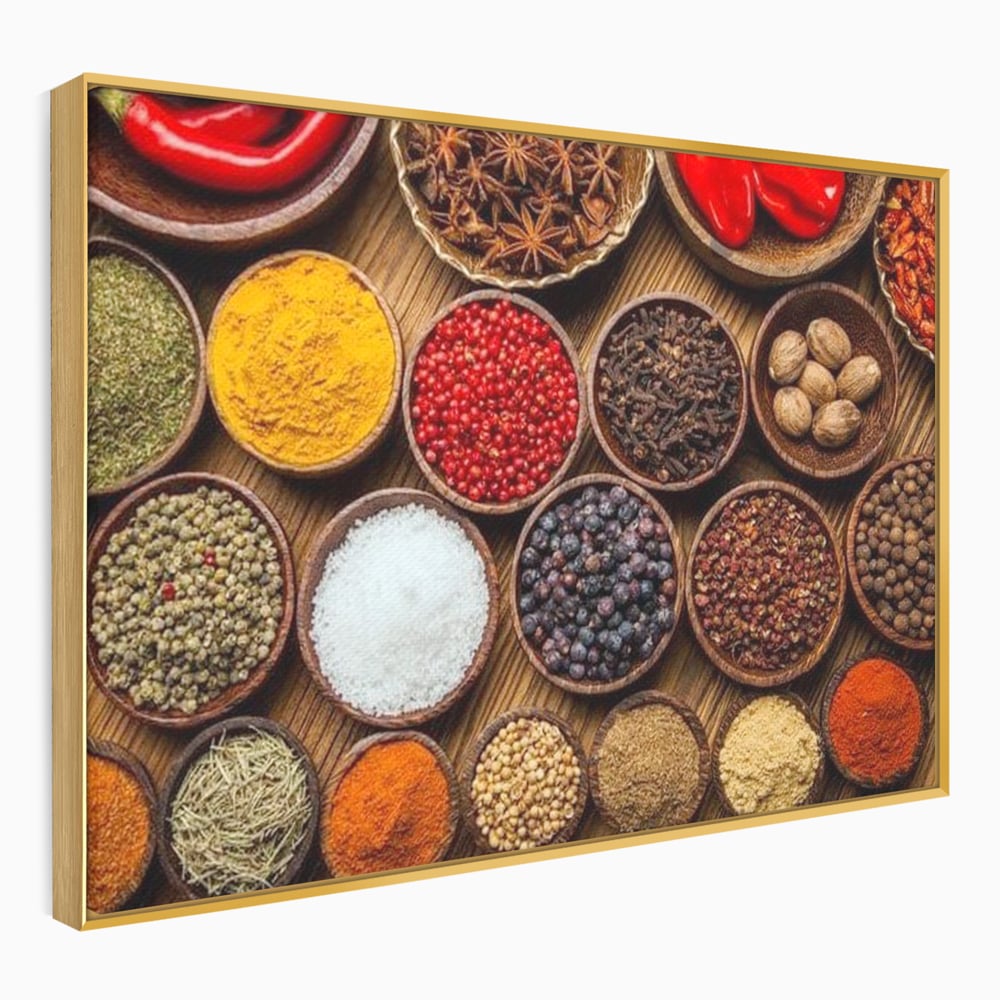 Leinwand Premium Canvas Wall Art, LuxCanva® N1098, World Cuisine, Gewürze, Gewürze, Geschmack, Orientalisch, Zutaten, Rezepte, Rezepte Rezepte, Traditionell, Vielfalt, Restaurant, Küche
