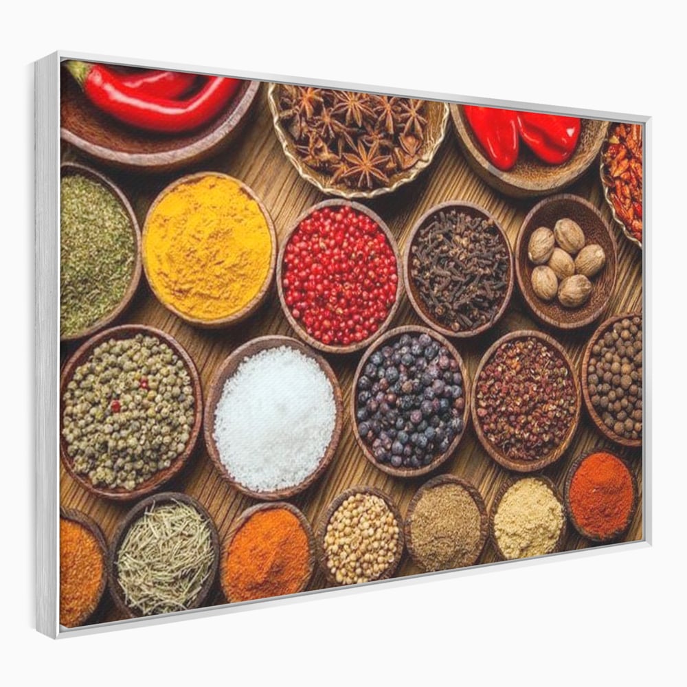 Leinwand Premium Canvas Wall Art, LuxCanva® N1098, World Cuisine, Gewürze, Gewürze, Geschmack, Orientalisch, Zutaten, Rezepte, Rezepte Rezepte, Traditionell, Vielfalt, Restaurant, Küche