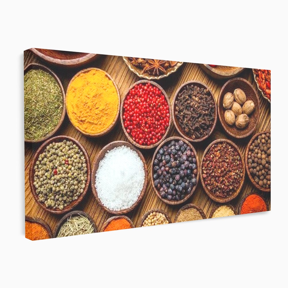 Leinwand Premium Canvas Wall Art, LuxCanva® N1098, World Cuisine, Gewürze, Gewürze, Geschmack, Orientalisch, Zutaten, Rezepte, Rezepte Rezepte, Traditionell, Vielfalt, Restaurant, Küche