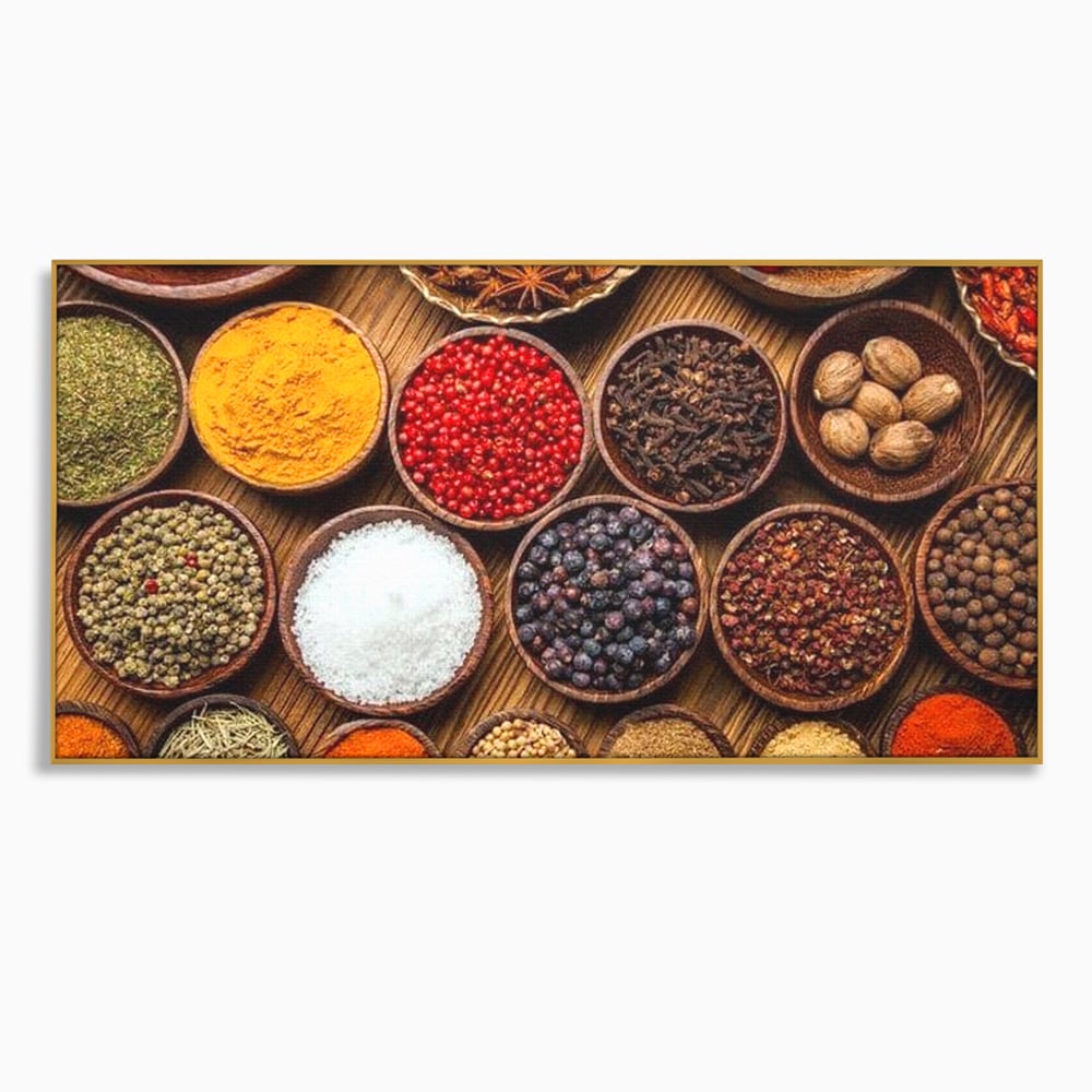Leinwand Premium Canvas Wall Art, LuxCanva® N1098, World Cuisine, Gewürze, Gewürze, Geschmack, Orientalisch, Zutaten, Rezepte, Rezepte Rezepte, Traditionell, Vielfalt, Restaurant, Küche