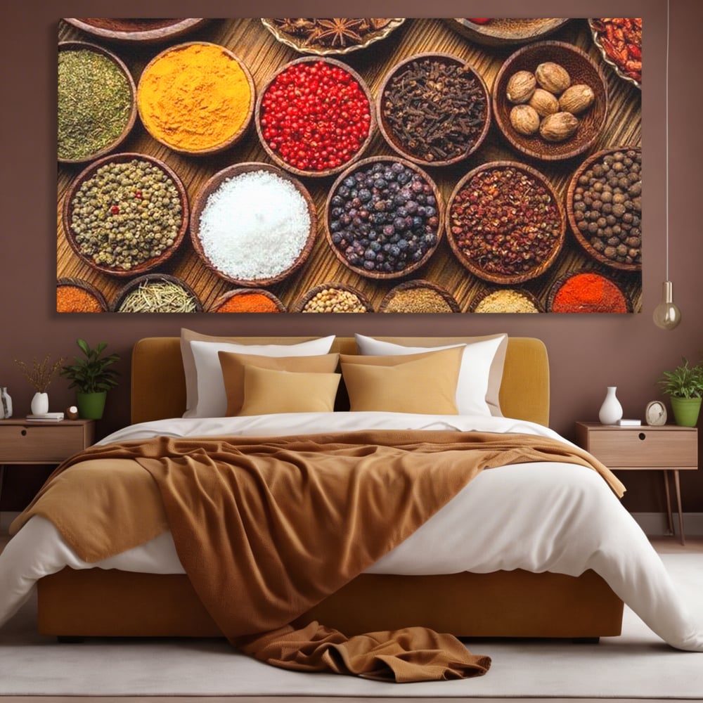 Leinwand Premium Canvas Wall Art, LuxCanva® N1098, World Cuisine, Gewürze, Gewürze, Geschmack, Orientalisch, Zutaten, Rezepte, Rezepte Rezepte, Traditionell, Vielfalt, Restaurant, Küche