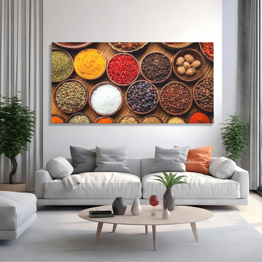 Leinwand Premium Canvas Wall Art, LuxCanva® N1098, World Cuisine, Gewürze, Gewürze, Geschmack, Orientalisch, Zutaten, Rezepte, Rezepte Rezepte, Traditionell, Vielfalt, Restaurant, Küche