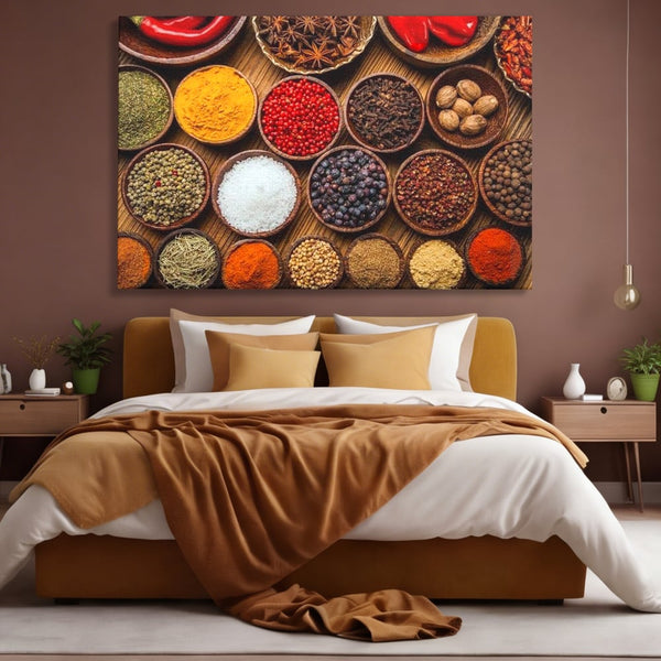 Leinwand Premium Canvas Wall Art, LuxCanva® N1098, World Cuisine, Gewürze, Gewürze, Geschmack, Orientalisch, Zutaten, Rezepte, Rezepte Rezepte, Traditionell, Vielfalt, Restaurant, Küche