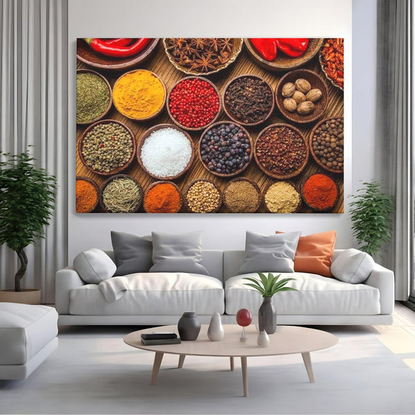 Leinwand Premium Canvas Wall Art, LuxCanva® N1098, World Cuisine, Gewürze, Gewürze, Geschmack, Orientalisch, Zutaten, Rezepte, Rezepte Rezepte, Traditionell, Vielfalt, Restaurant, Küche