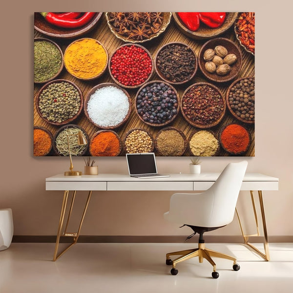 Leinwand Premium Canvas Wall Art, LuxCanva® N1098, World Cuisine, Gewürze, Gewürze, Geschmack, Orientalisch, Zutaten, Rezepte, Rezepte Rezepte, Traditionell, Vielfalt, Restaurant, Küche