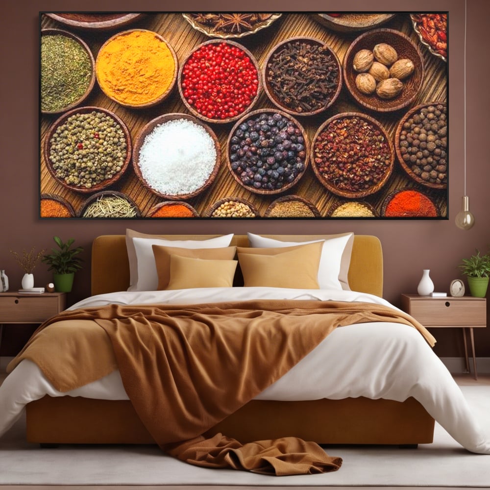 Leinwand Premium Canvas Wall Art, LuxCanva® N1098, World Cuisine, Gewürze, Gewürze, Geschmack, Orientalisch, Zutaten, Rezepte, Rezepte Rezepte, Traditionell, Vielfalt, Restaurant, Küche