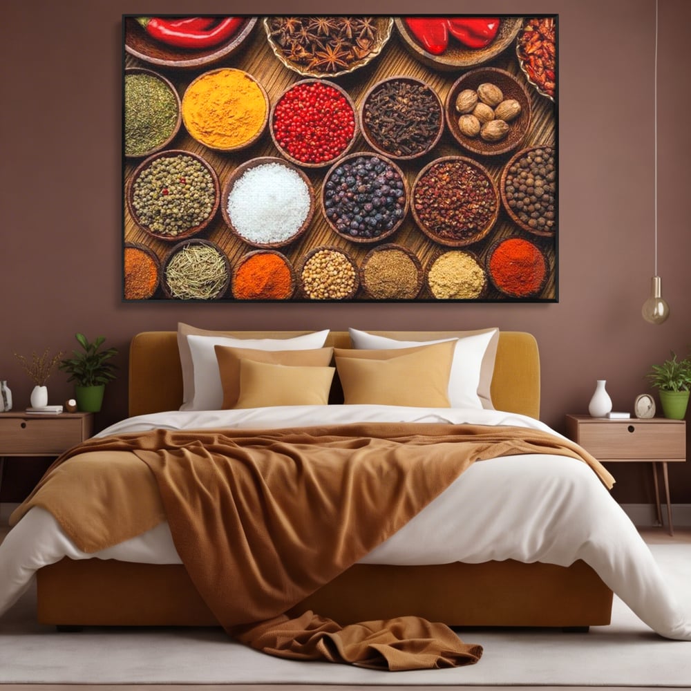 Leinwand Premium Canvas Wall Art, LuxCanva® N1098, World Cuisine, Gewürze, Gewürze, Geschmack, Orientalisch, Zutaten, Rezepte, Rezepte Rezepte, Traditionell, Vielfalt, Restaurant, Küche