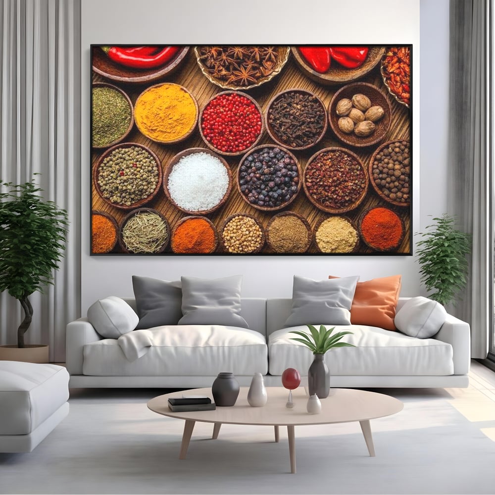 Leinwand Premium Canvas Wall Art, LuxCanva® N1098, World Cuisine, Gewürze, Gewürze, Geschmack, Orientalisch, Zutaten, Rezepte, Rezepte Rezepte, Traditionell, Vielfalt, Restaurant, Küche