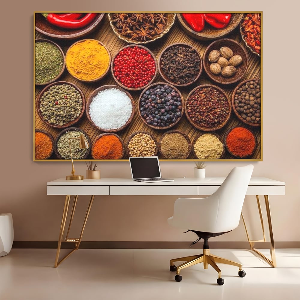 Leinwand Premium Canvas Wall Art, LuxCanva® N1098, World Cuisine, Gewürze, Gewürze, Geschmack, Orientalisch, Zutaten, Rezepte, Rezepte Rezepte, Traditionell, Vielfalt, Restaurant, Küche