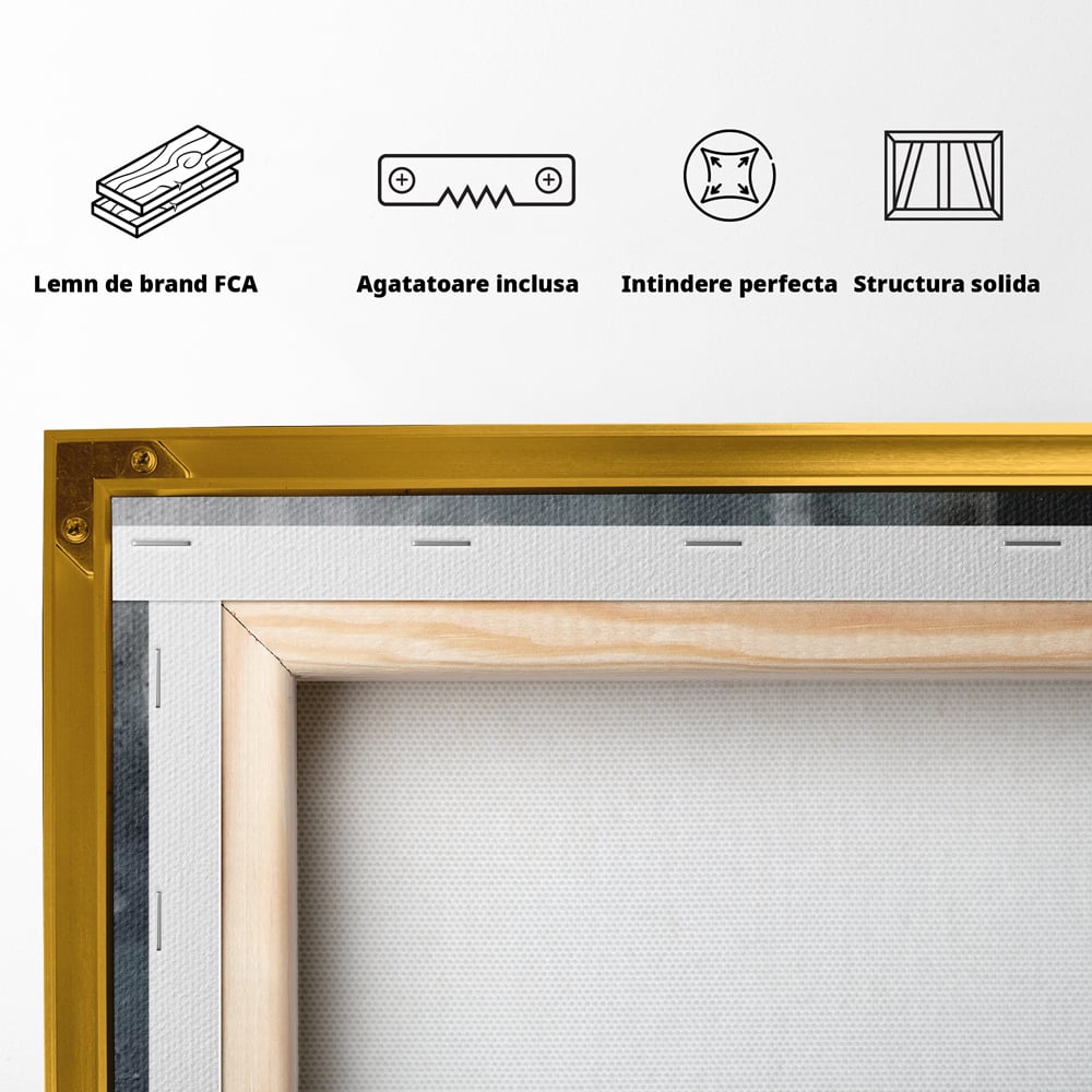 Tablou Canvas Premium, LuxCanva® N1099, Ceasca Melancoliei, Cafea, Padure, Ceata, Ploaie, Nori, Peisaj, Fereastra, Toamna, Relaxare, Cafenea, Pub, Bar, Lounge, Restaurant, Bucatarie