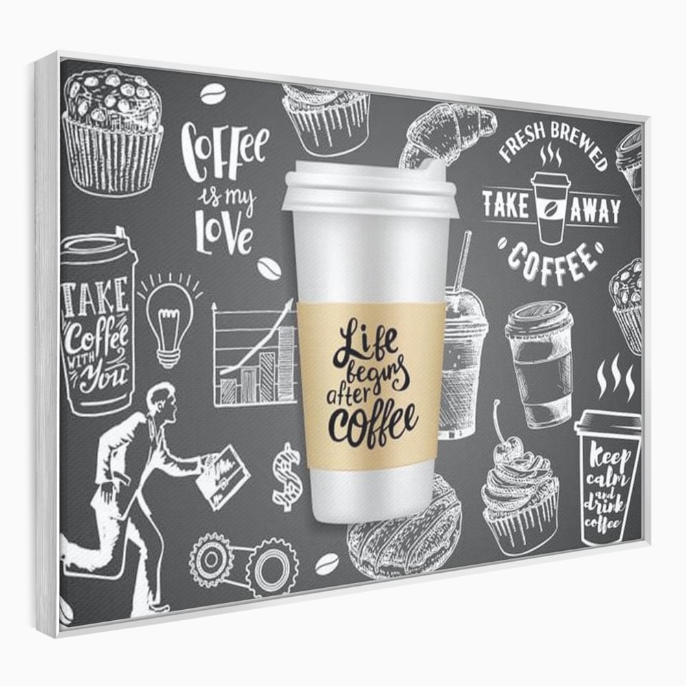 Tablou Canvas Premium, LuxCanva® N1102, Ziua Incepe cu o Cafea, Espresso, Cappuccino, Barista, Energie, Dimineata, Vibe, Modern, Urban, Cafenea, Pub, Bar, Lounge, Restaurant, Bucatarie
