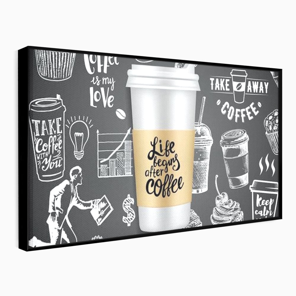 Tablou Canvas Premium, LuxCanva® N1102, Ziua Incepe cu o Cafea, Espresso, Cappuccino, Barista, Energie, Dimineata, Vibe, Modern, Urban, Cafenea, Pub, Bar, Lounge, Restaurant, Bucatarie