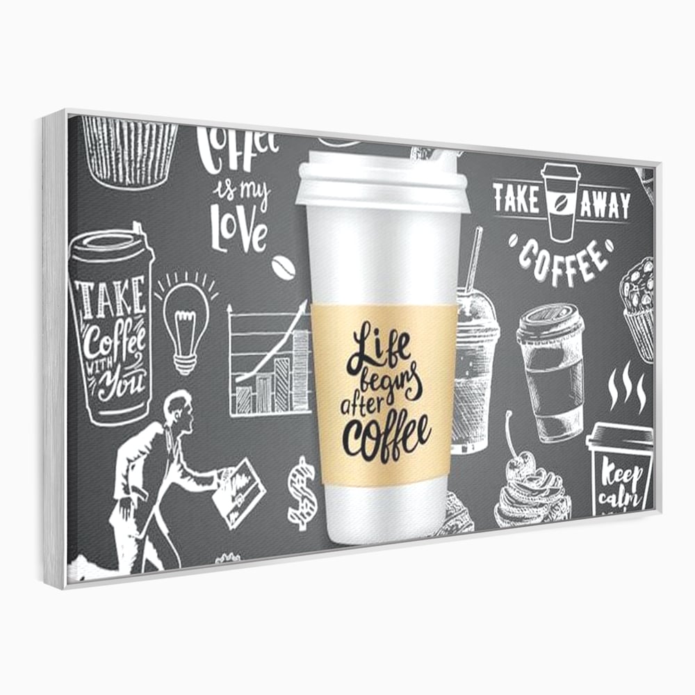 Tablou Canvas Premium, LuxCanva® N1102, Ziua Incepe cu o Cafea, Espresso, Cappuccino, Barista, Energie, Dimineata, Vibe, Modern, Urban, Cafenea, Pub, Bar, Lounge, Restaurant, Bucatarie