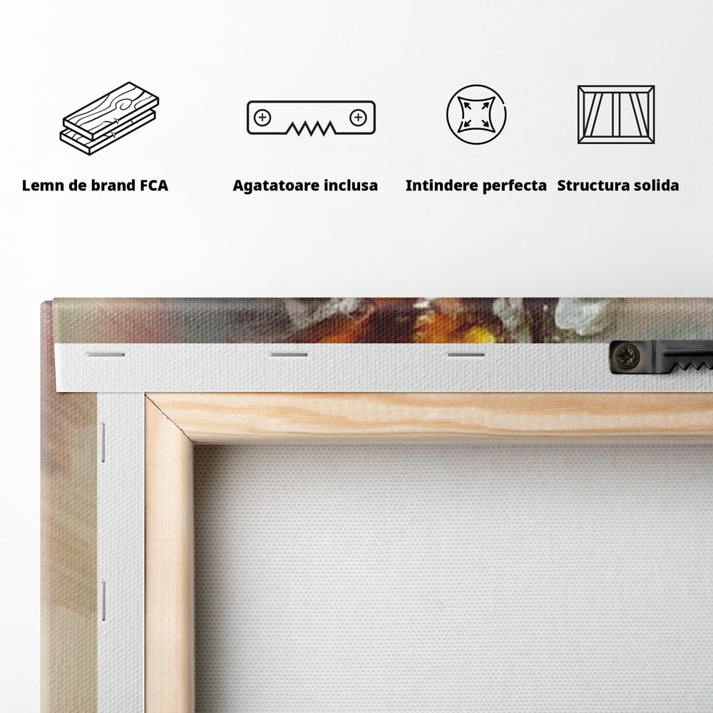 Tablou Canvas Premium, LuxCanva® N1103, In Cinstea Artei, Pahar, Vaza, Flori, Pictura, Abstract, Fructe, Bautura, Umbre, Petale, Pub, Lounge, Bar, Restaurant, Bucatarie